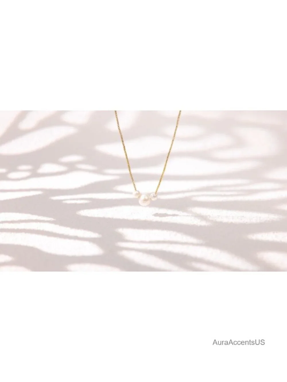 14K Gold Plated Freshwater Pearl Pendant Necklace for Women, Dainty Layered
